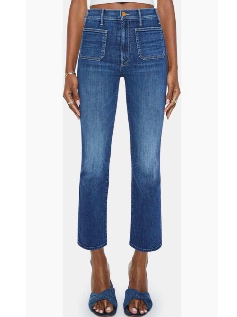 Mother size 27 The Hustler Patch Pocket Ankle bootcut Jeans stretch denim